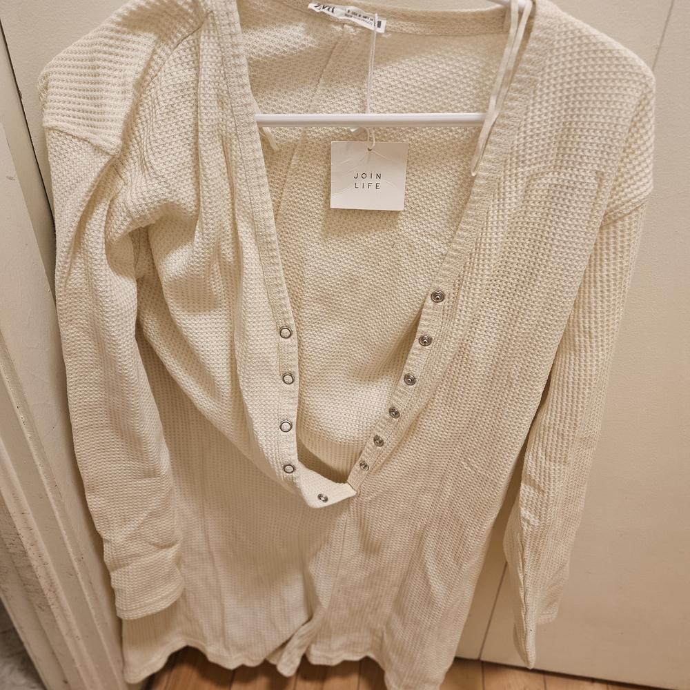Zara Off White Waffle Romper